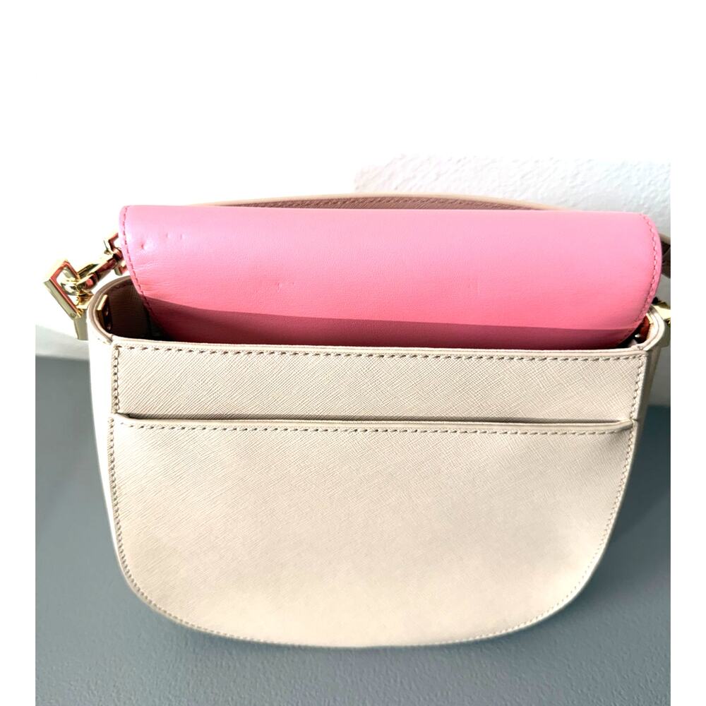 Kate Spade Make It Mine Dog Applique Crossbody Satchel Pink Beige 2 Flaps NWOT - Picture 4 of 8